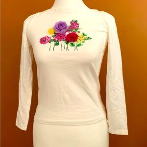 Janie and Jack Floral White Top - Big Girl Size 10